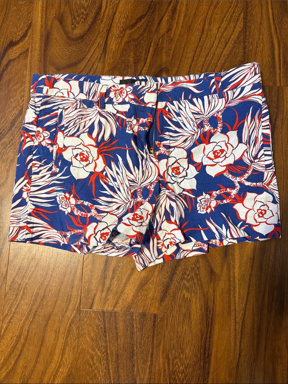 J Crew Red White and Blue Floral Hawaiian Short